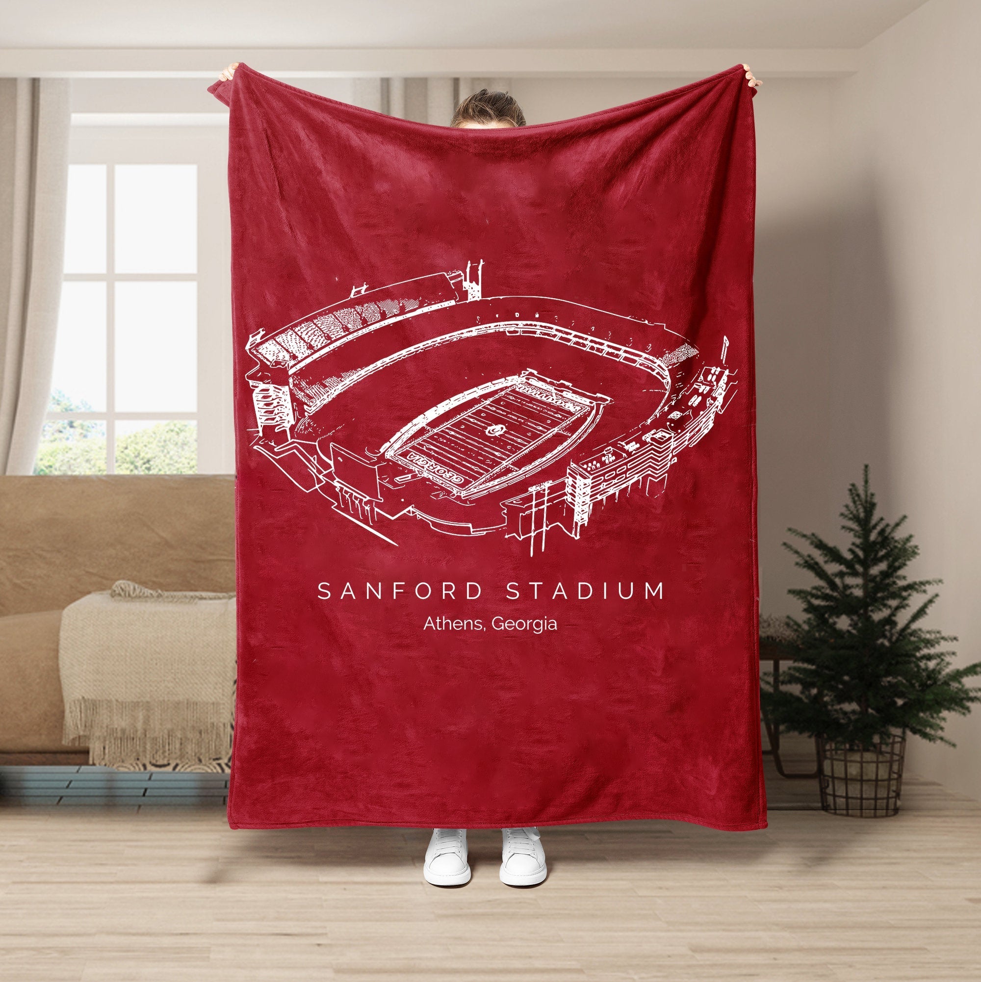 Custom Stadium Blanket Sanford Stadium - Georgia Bulldogs football, College Football Blanket
