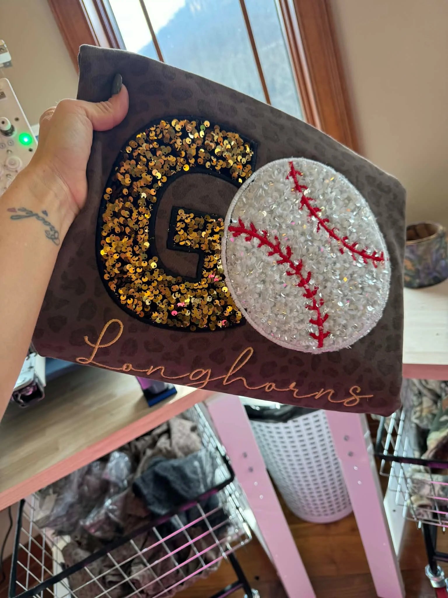 Custom Game Day Baseball Sweatshirt – Sequin Varsity Letter | Gifts for Sports Mom