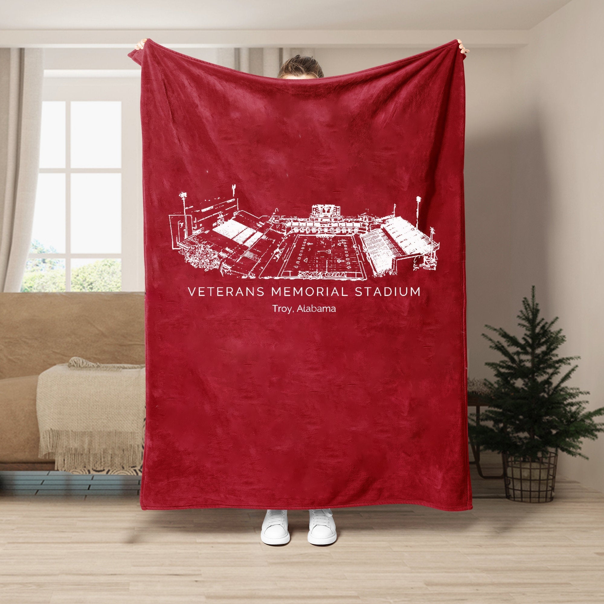 Custom Stadium Blanket Veterans Memorial Stadium - Troy Trojans football,College Football Blanket