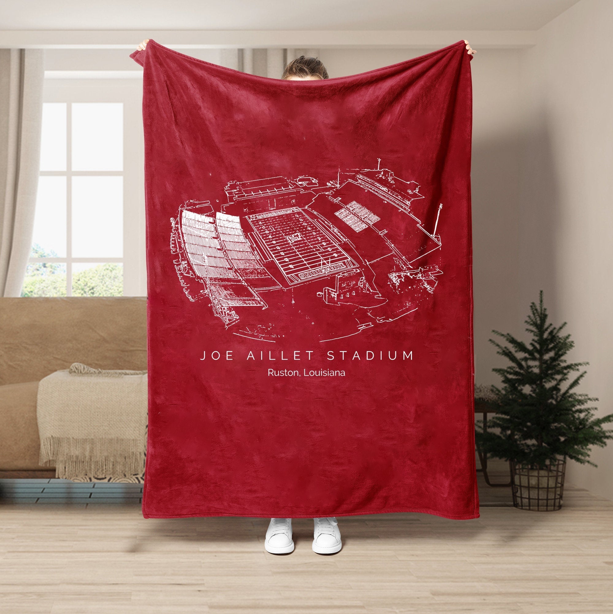 Custom Stadium Blanket Joe Aillet Stadium - Louisiana Tech Bulldogs football,College Football Blanket