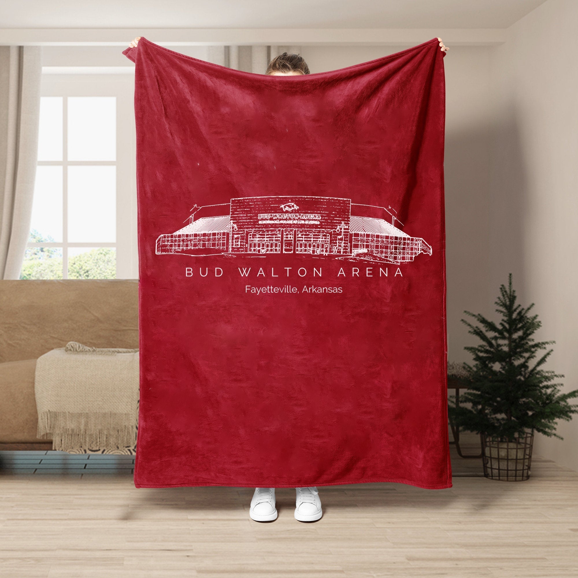 Custom Stadium Blanket Bud Walton Arena - Arkansas Razorbacks basketball, College basketball Stadium Blanket