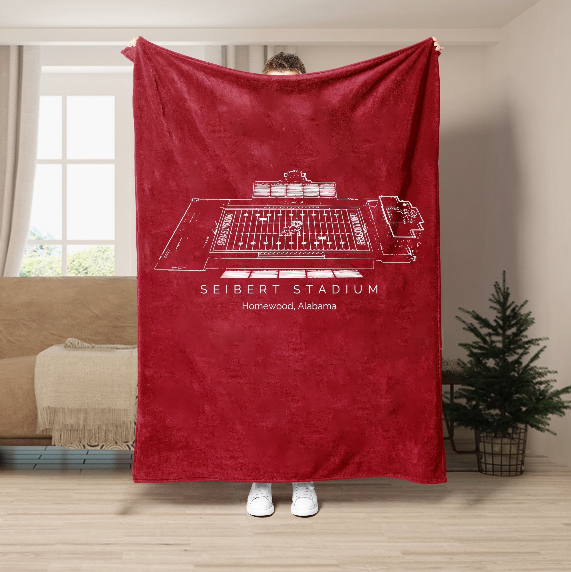 Custom Stadium Blanket Seibert Stadium - Samford Bulldogs football,College Football Blanket