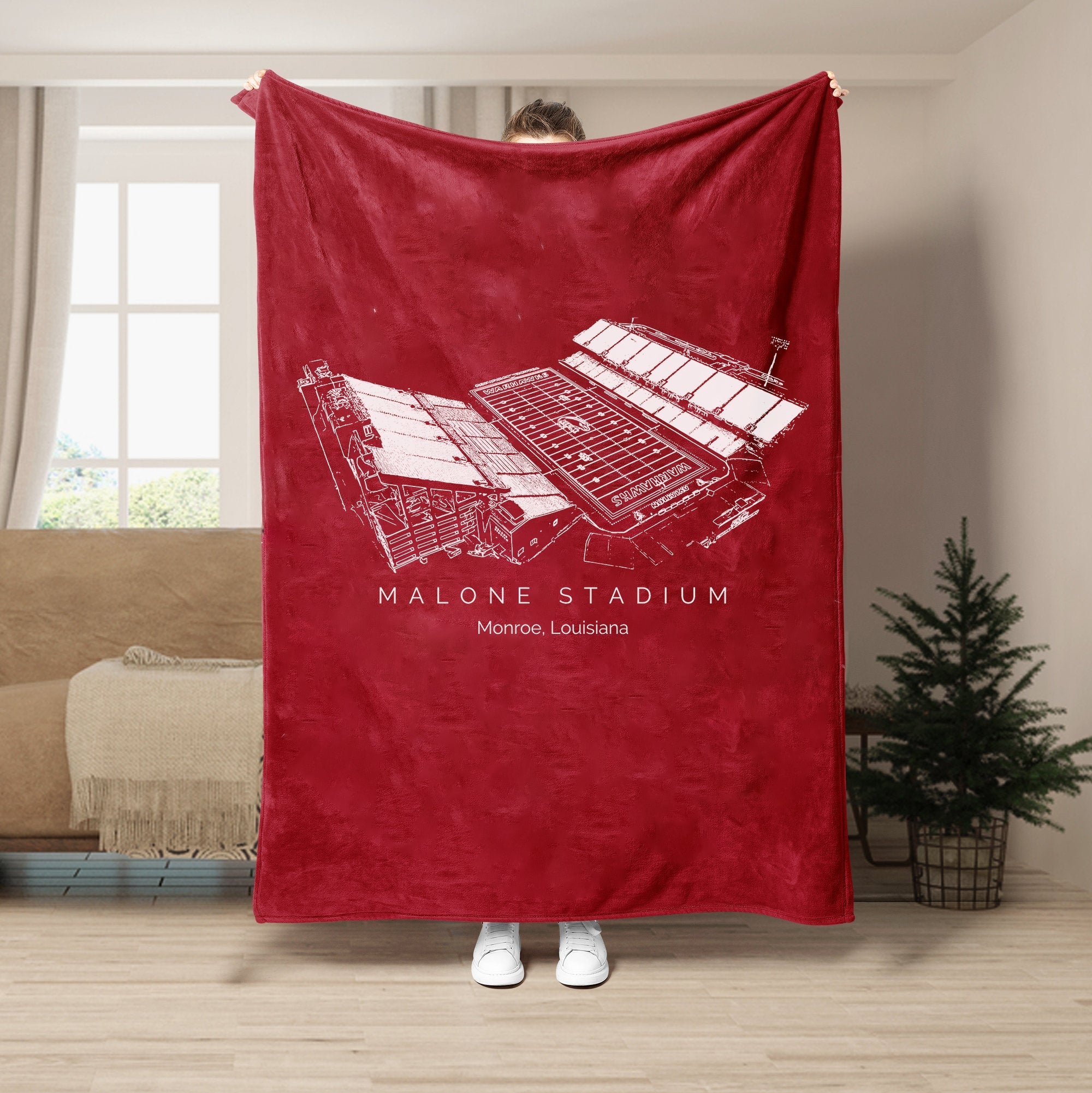Custom Stadium Blanket Malone Stadium - Louisiana–Monroe Warhawks football,College Football Blanket