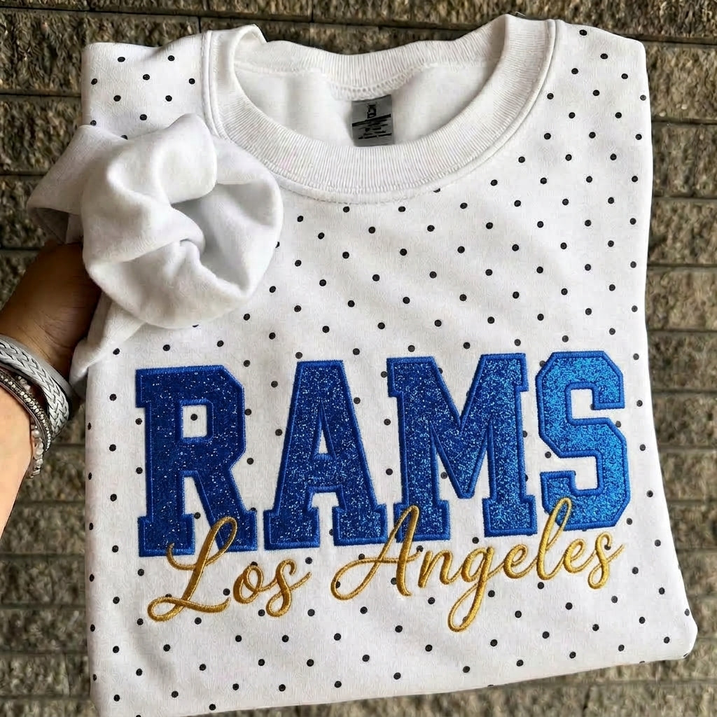Custom Embroidered Glitter Football Team Name Polka Dot Sweatshirt - Game Day Gear | Gifts for Sports Mom | Game Day Wear