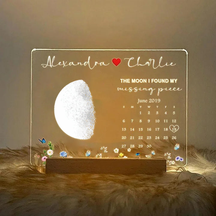 Personalised The Moon I Found My Missing Piece Light Wood Base | Gifts to Lover