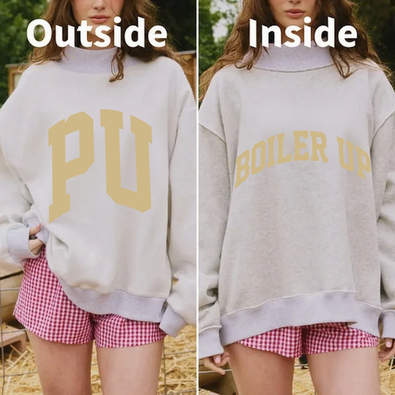 Boiler Up/PU Game Day Mock Neck Reversible Sweatshirt
