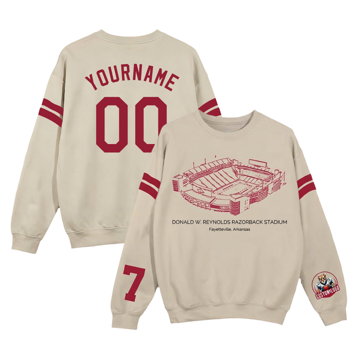 Custom Stadium Sweatshirt-Arkansas Razorbacks football-College Football Sweatshirt