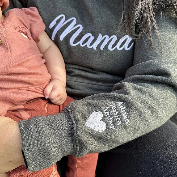 Custom Mother's Day Embroidered Mama Sweatshirt With Name | Gift for Mom