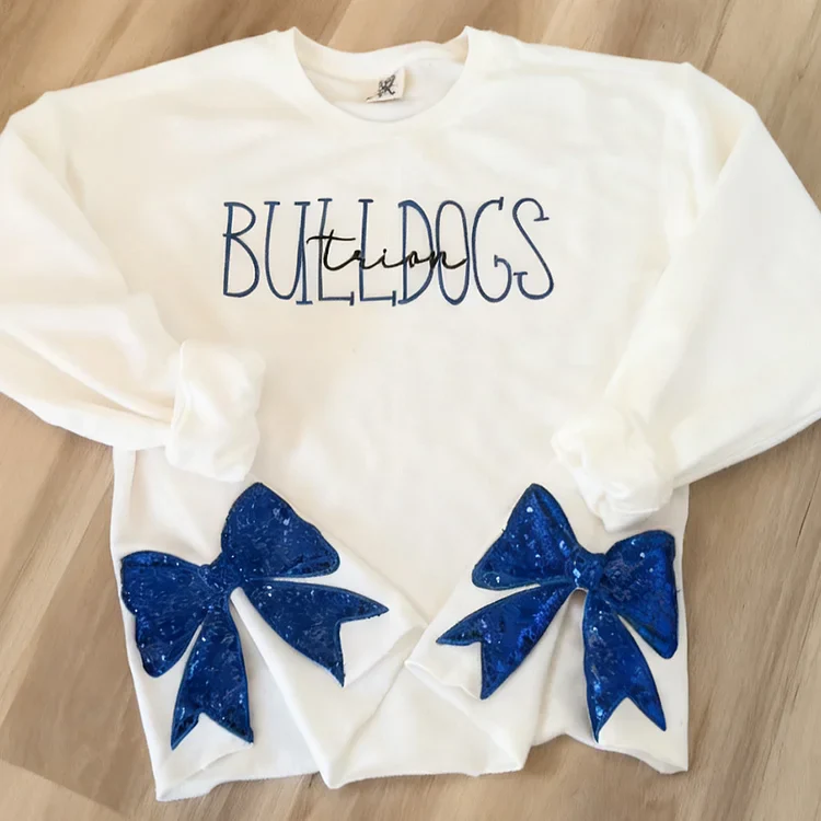 Custom Team Sequins Embroidered Sweatshirt with Bows | Gifts for Sports Mom