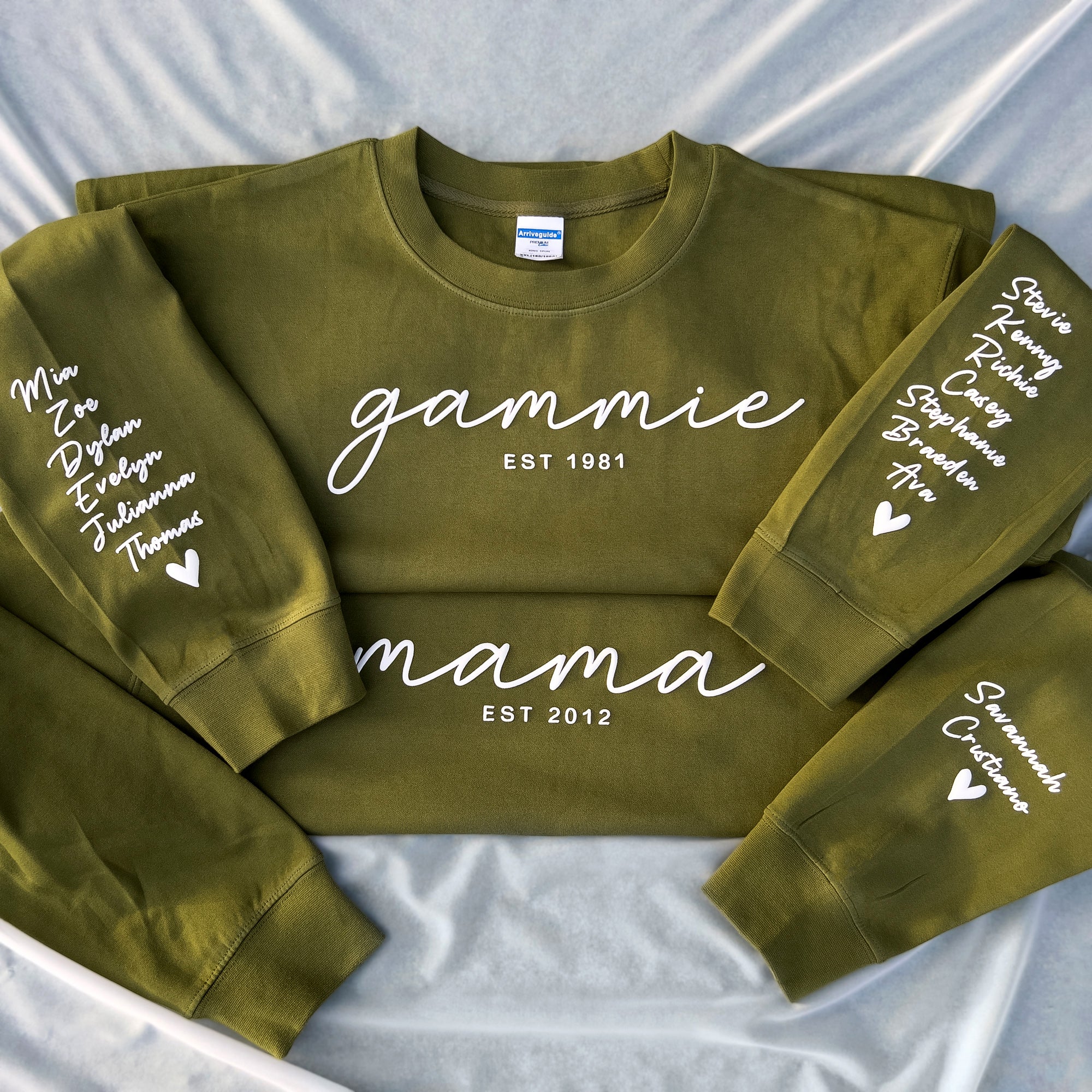 Custom 3D Puff Mama Sweatshirt for Mother's Day Est Year with Kids Names on Sleeve