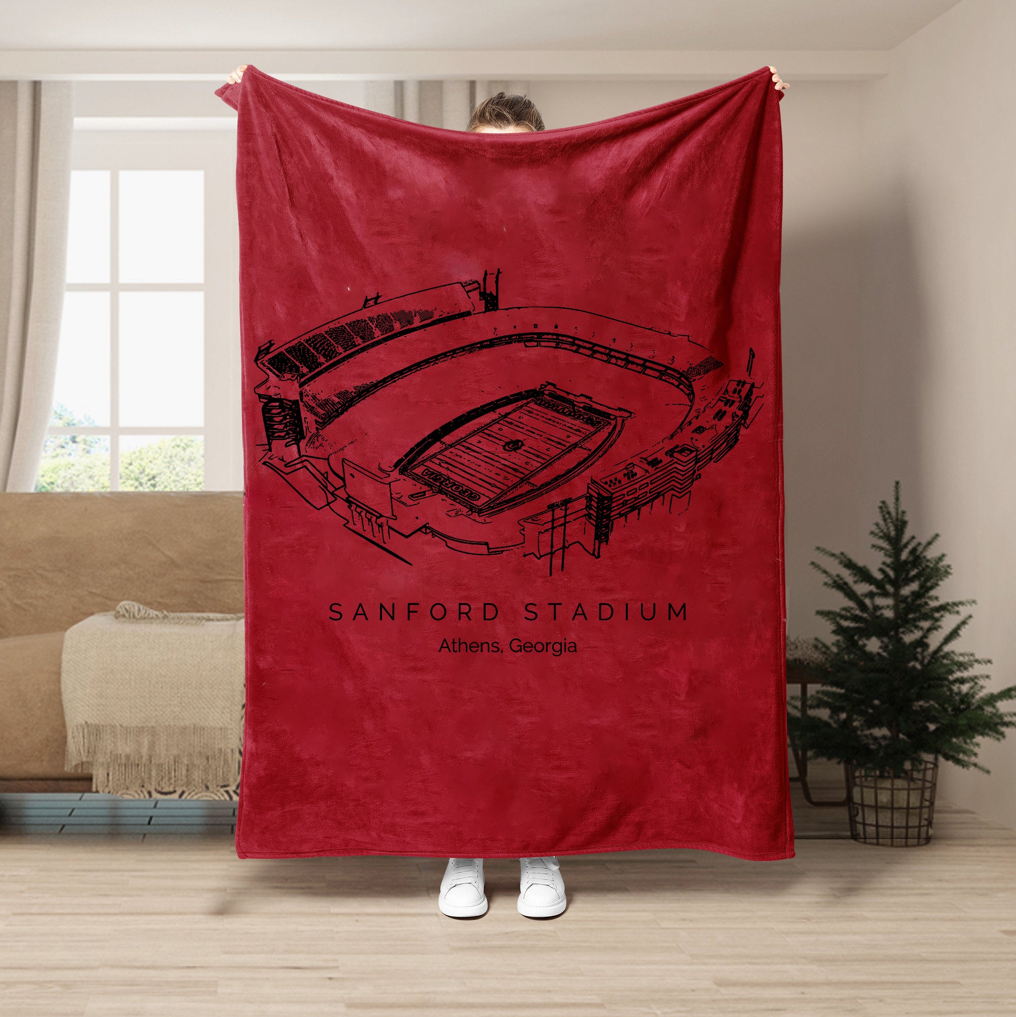 Custom Stadium Blanket Sanford Stadium - Georgia Bulldogs football, College Football Blanket