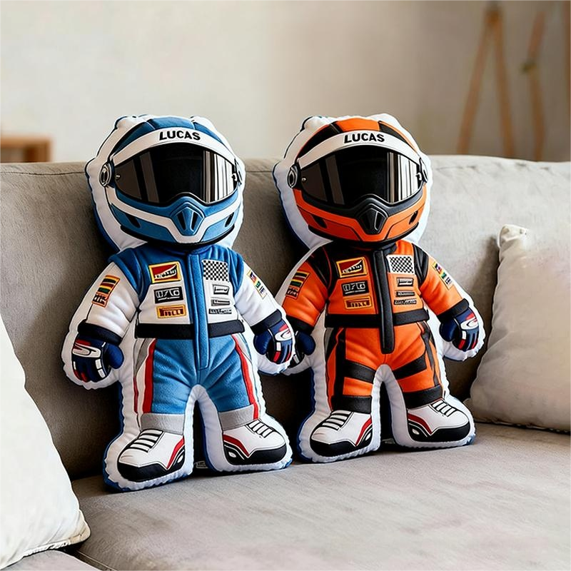Personalized Racer Throw Pillow Custom Name Graphic 3D Print Design Cushion Gift for Racers and Racing Lovers