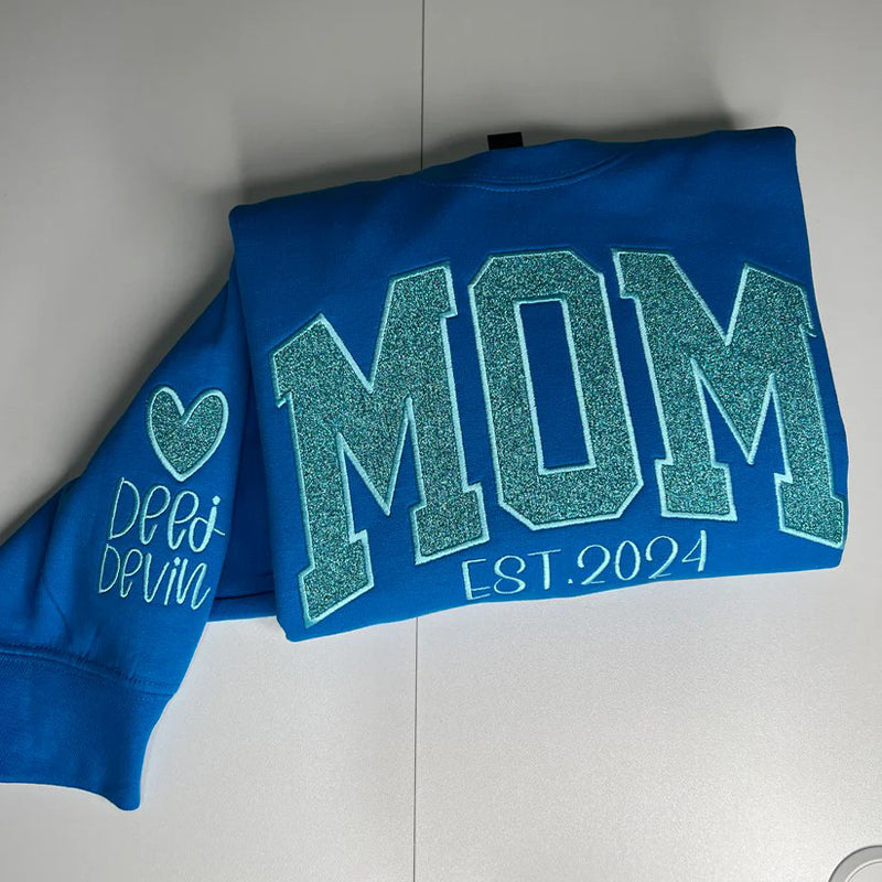 Custom Embroidered Applique Glitter Mama Sweatshirt - Gift for Mom | Mother's Day Gift