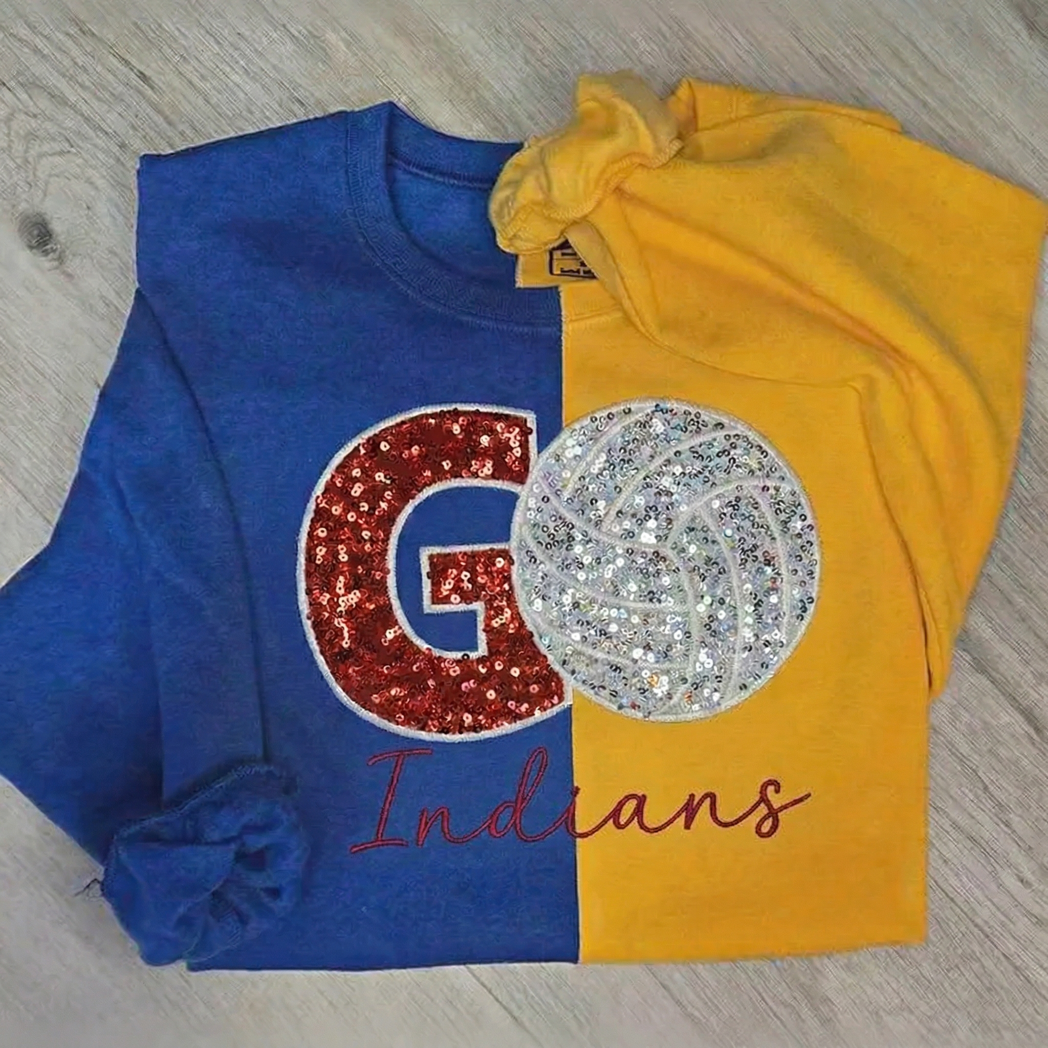 Custom Two Tone Game Day Volleyball Sweatshirt – Sequin Varsity Letter | Gifts for Sports Mom
