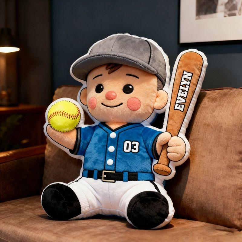 Personalized Baseball Pillow with Custom Name and Number for Kids’ Playrooms and Bedrooms