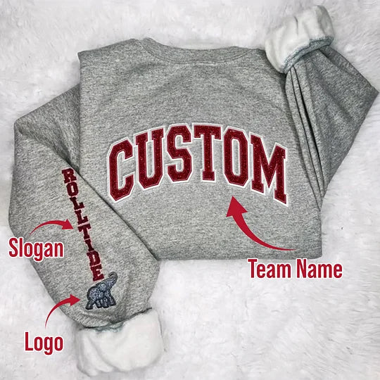 Custom Team Glitter Embroidered Sweatshirt Hoodie T-shirt