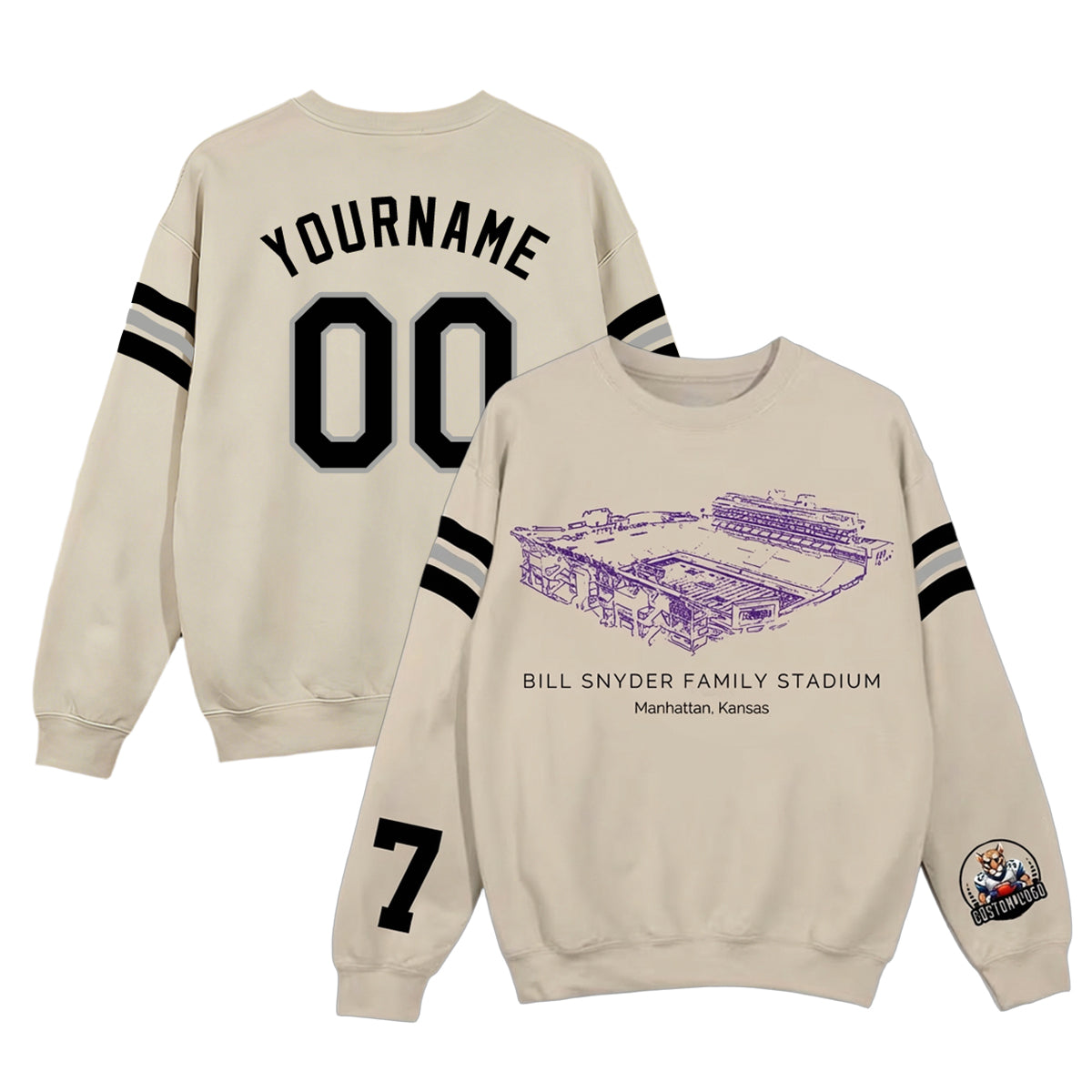 Custom Stadium Sweatshirt-Kansas State Wildcats football-College Football Sweatshirt