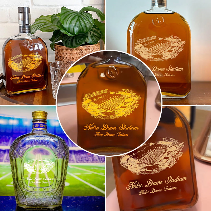Custom Notre Dame Stadium Whiskey Bottles-Gifts For Sports Lovers
