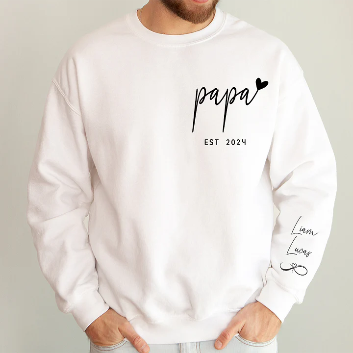 Custom Dad/Papa Sweatshirt with Kids Names On Sleeve | Father's Day Gift
