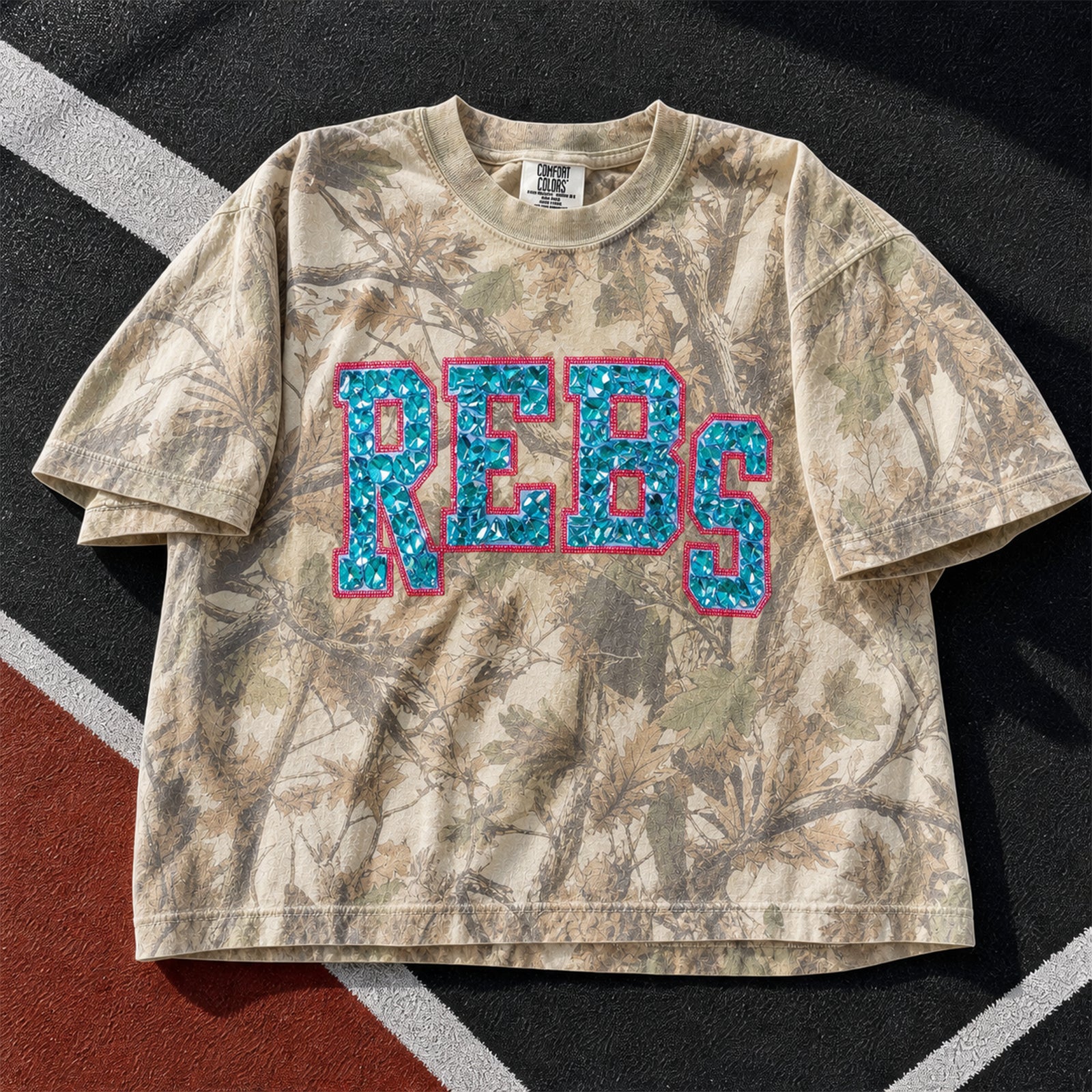 Custom Sparkles Letter Sport Team Camo Tee Sweatshirt