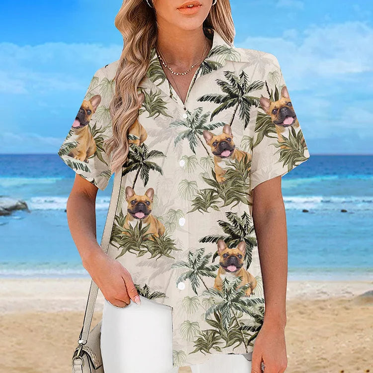 Custom Photo Dog & Cat Unisex Tropical Hawaiian Shirt