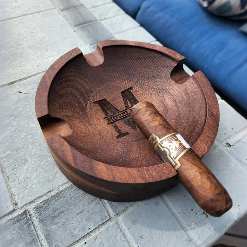 Personalized Name Walnut Cigar Ash Tray for Dad,Grandpa,Boyfriend,Friend | Black Friday Sale