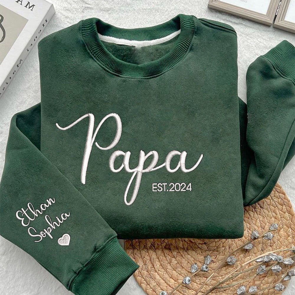 Custom Dad Papa Embroidered Hoodie | Father's Day Gift