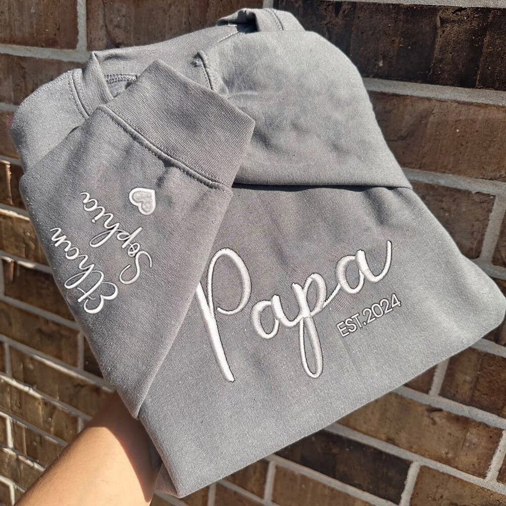 Custom Dad Papa Embroidered Hoodie | Father's Day Gift