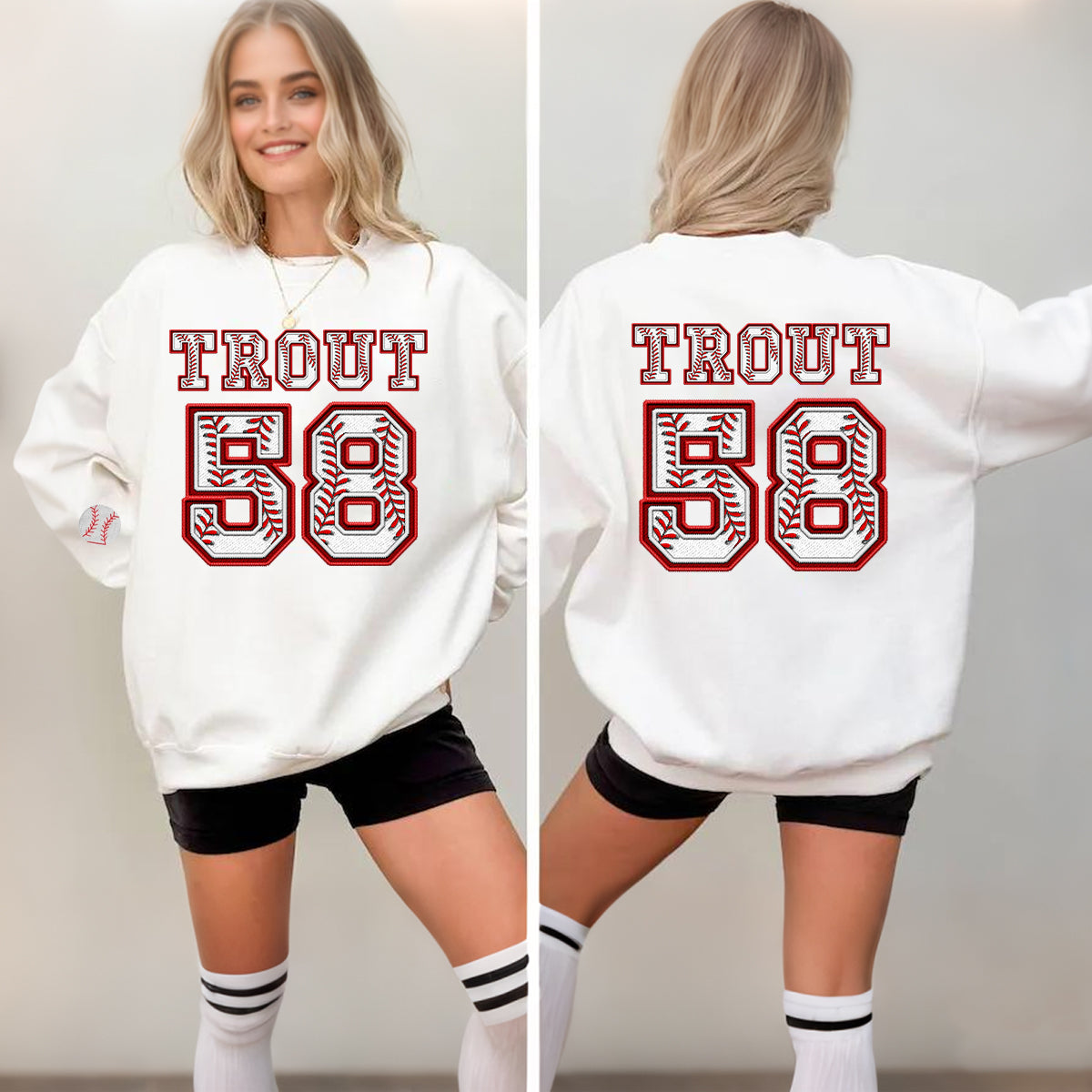 Personalized Baseball-Themed Embroidered Sweatshirt with Custom Number/Letter | Gifts for Sports Mom