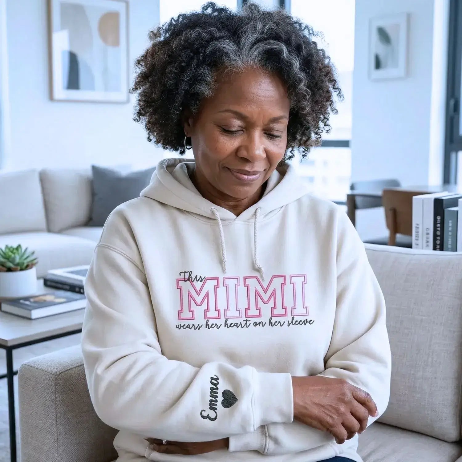 Custom Embroidered This Mimi Wears Her Heart on Her Sleeve Sweatshirt | Mother's Day Gift