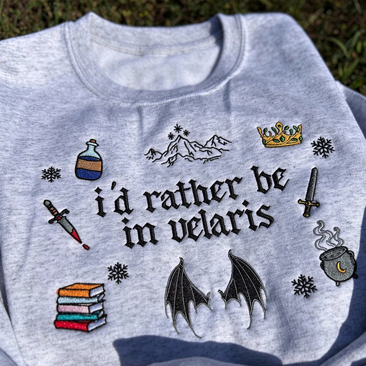 Custom Embroidered Sweatshirt – I'd Rather Be in a Starry City | Personalized Fantasy Gift