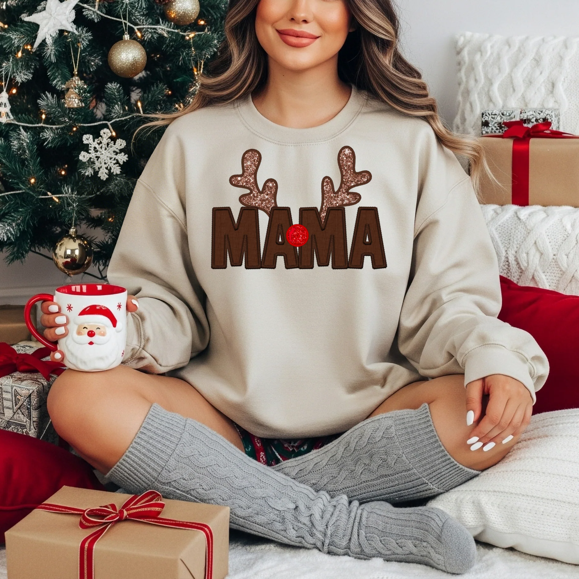Christmas reindeer mama sweatshirt
