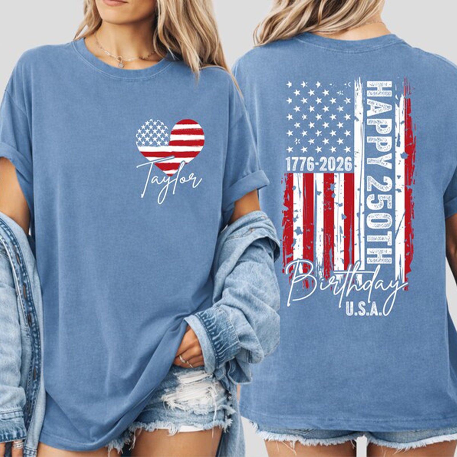 Custom USA 250th Birthday Shirt 1776-2026 | Personalized Independence Day Patriotic Tee with Name