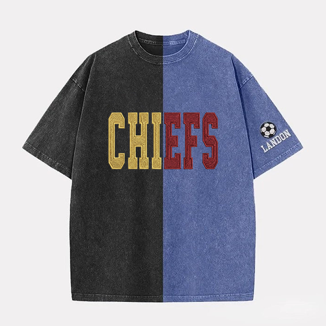 Custom Glitter Embroidered Two Tone Washed Sweatshirt | Gifts for Sports Mom