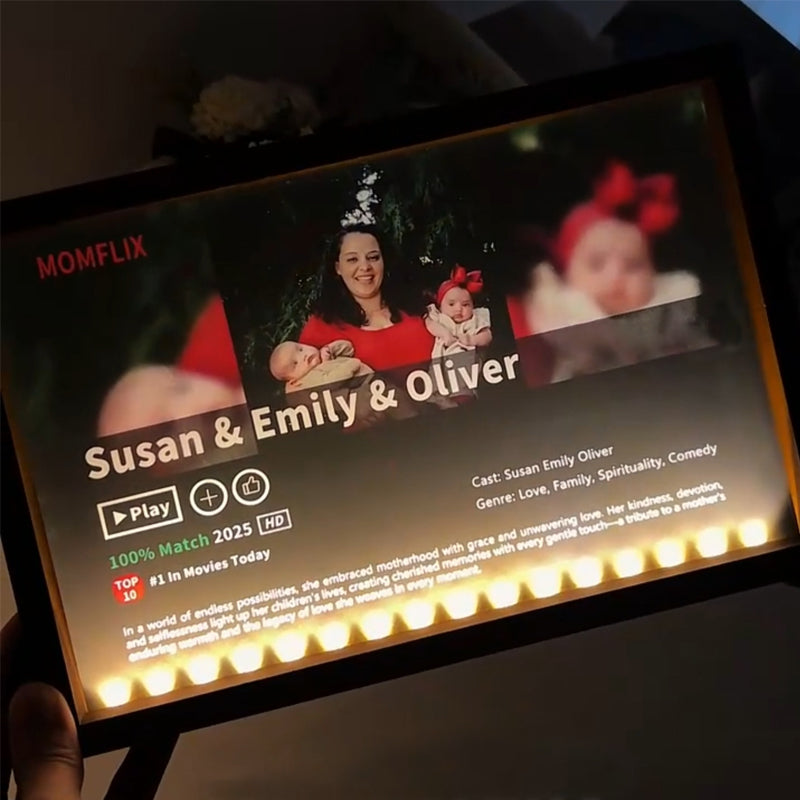 🎬 MOM/MUMFLIX Personalized Mother’s Day Photo Light Frame | Mother's Day Gift