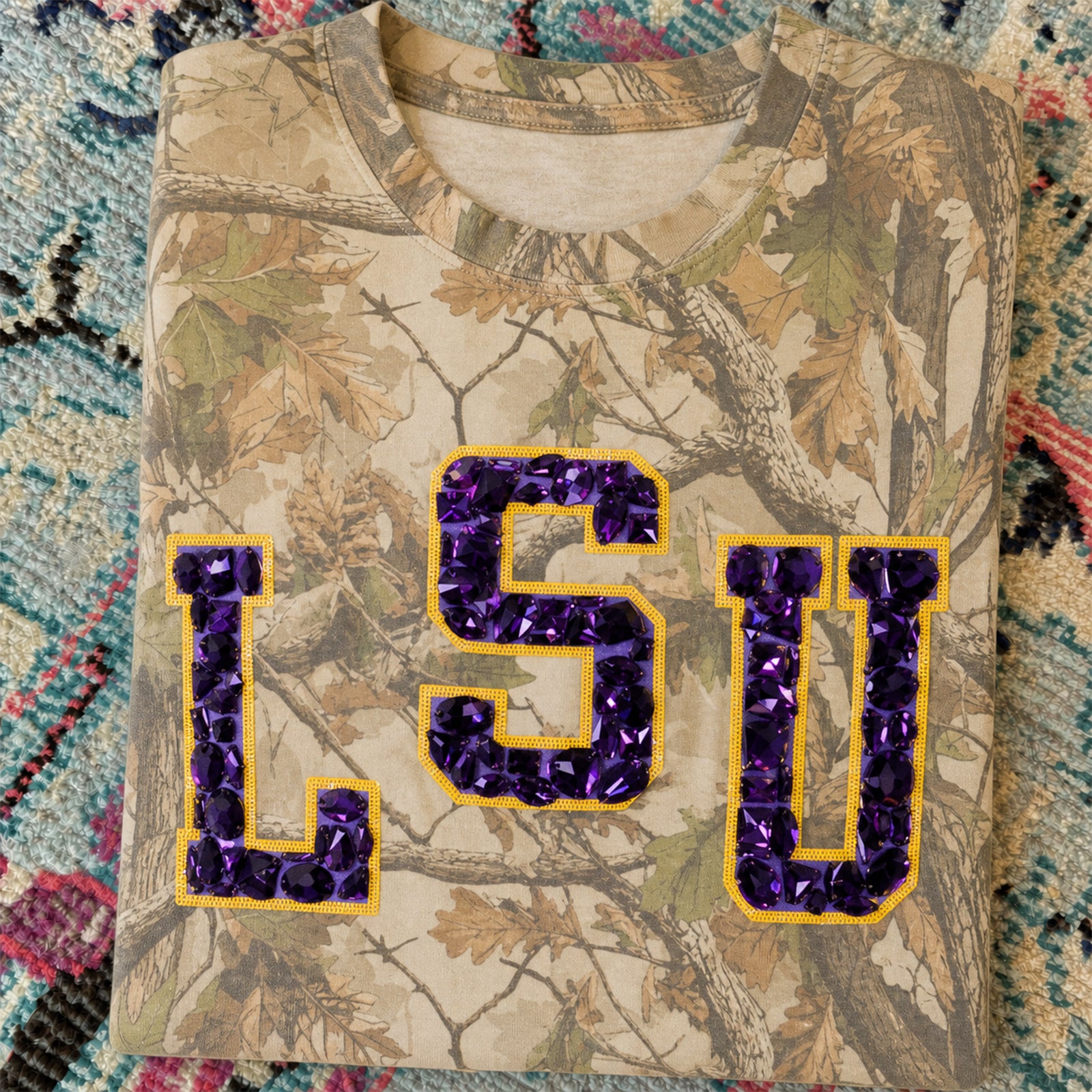 Custom Sparkles Letter Sport Team Camo Tee Sweatshirt Personalized Gameday Sweatshirt