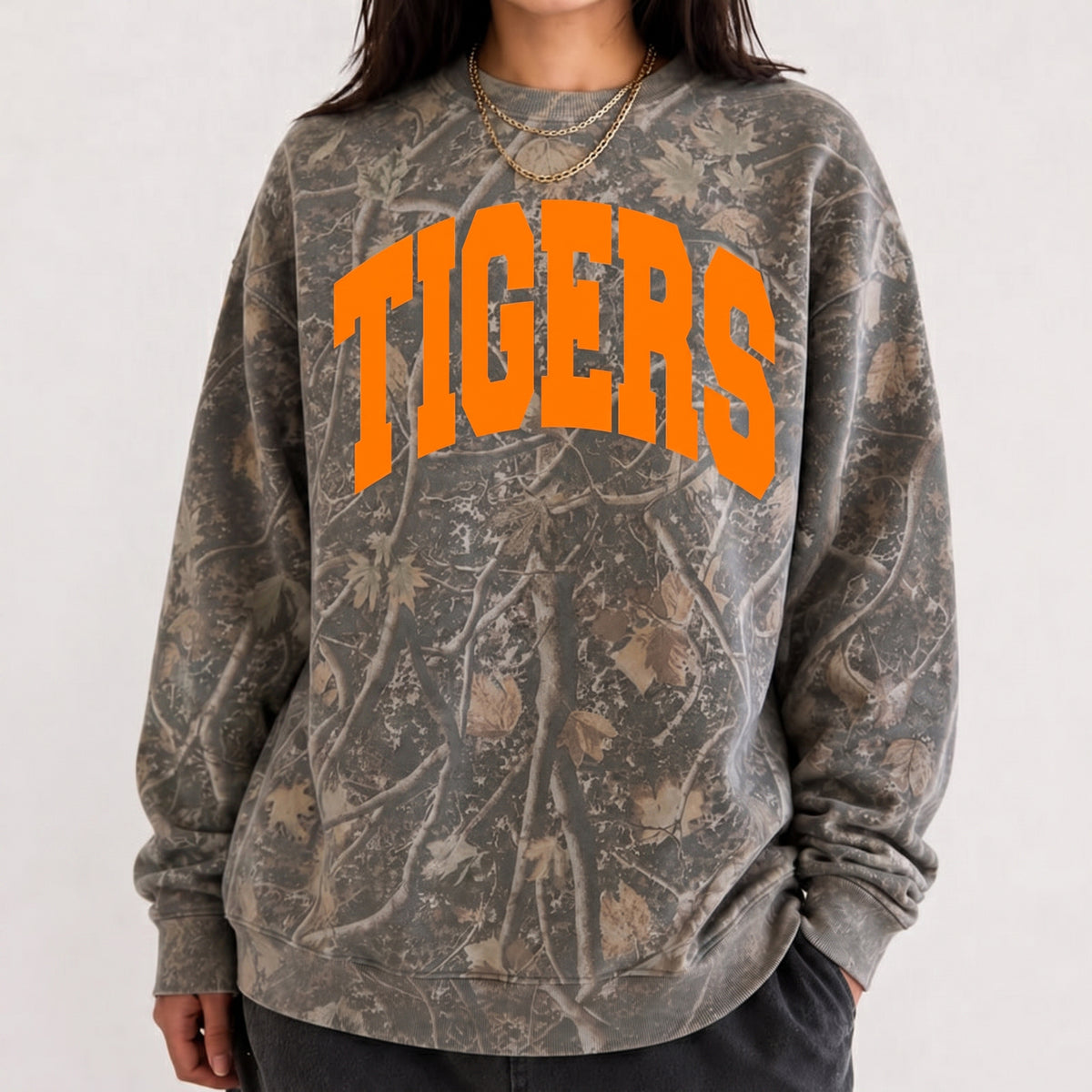 Custom Mascot Camo Sweatshirt | Personalized Team Game Day Crewneck