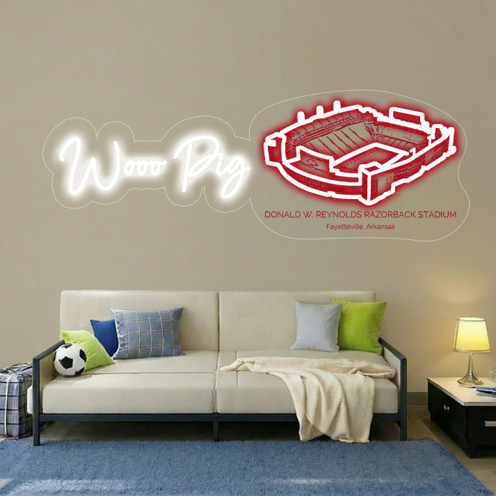 Donald W. Reynolds Razorback Stadium LED Neon Light | Game Day, Christmas for Sports Fans