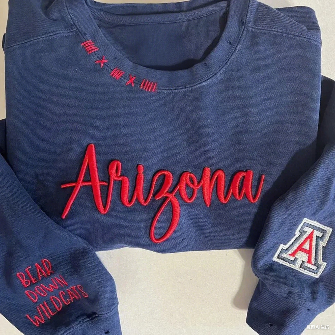 Custom Vintage 3D Embroidered Unisex Hand Distressed Sweatshirt