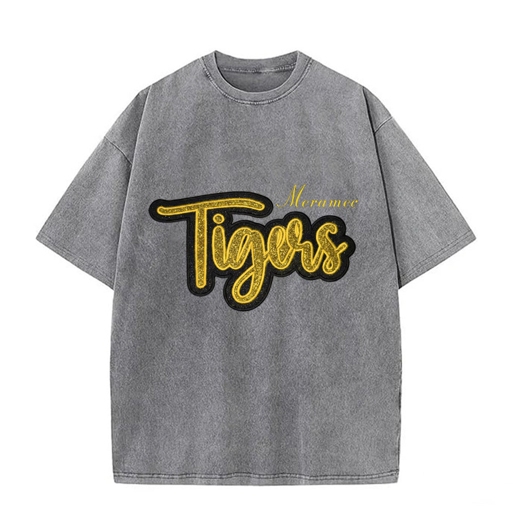 Custom Glitter Team Mascot Embroidered Washed T-shirt For Game Day | Gifts for Sports Mom