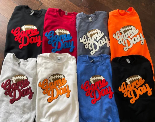 Custom Game Day Chenille Embroidered Football Sweatshirt