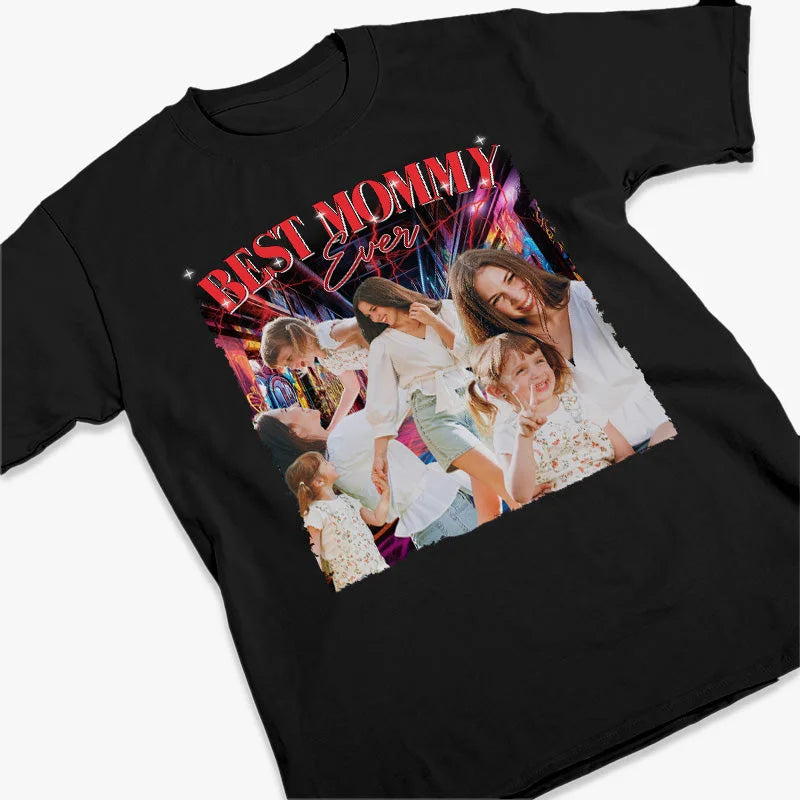 Custom Photo Best Mommy Ever Vintage T-shirt - Family Personalized Custom