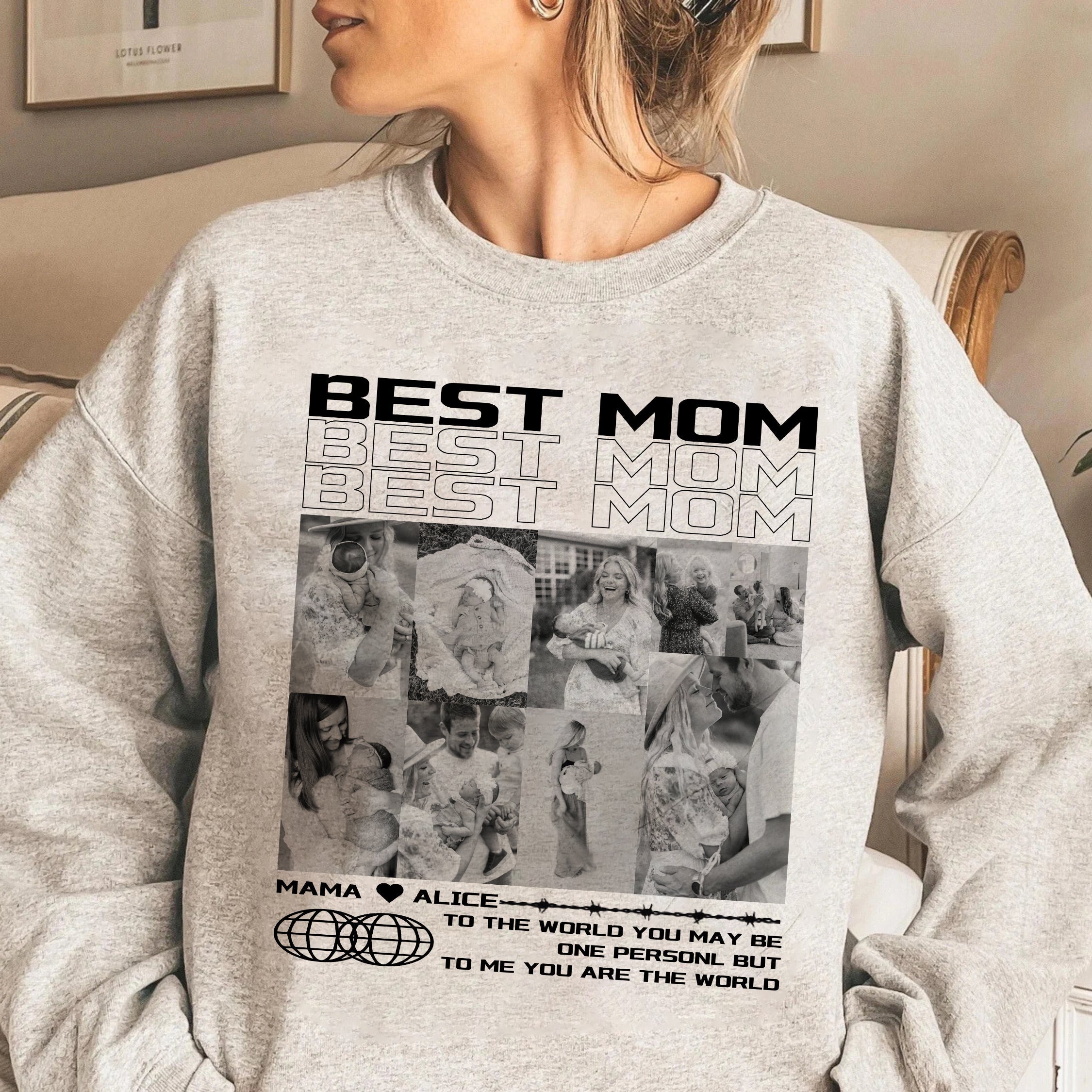 Mother's Day Unique Custom Photo Vintage T-shirt,Hoodie Gift For Mom