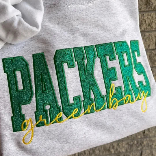 Custom Embroidered Glitter Vinyl Team Sweatshirt - Game Day Best Gear