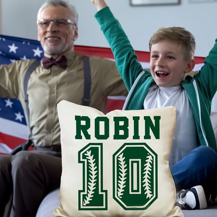 Personalized Sports-Inspired Pillow for Home Decor with Name and Number