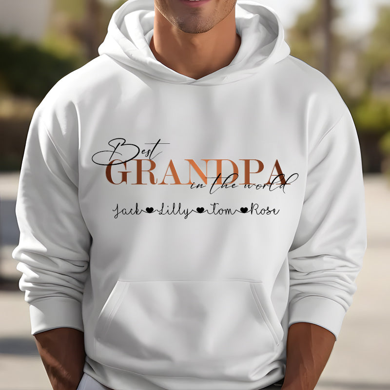 Best Grandpa in the World – Personalized Papa Sweatshirt with Kids’ Names | for Dad and Grandpa Gift
