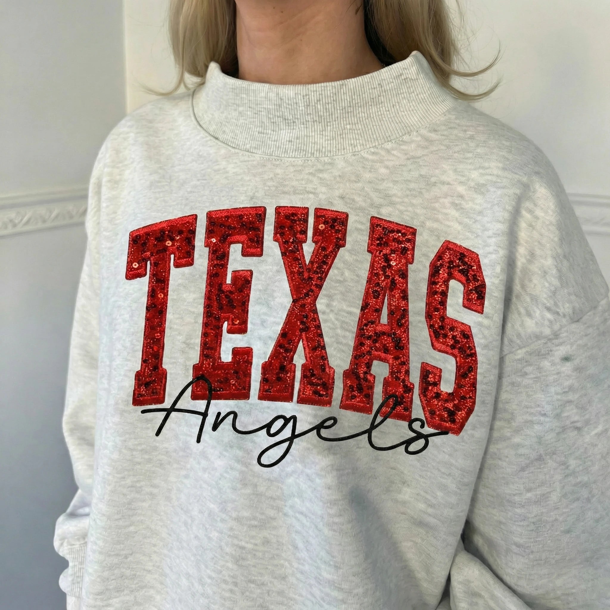 Custom Sequin Name or Team Mockneck – Personalized Glitter Letters