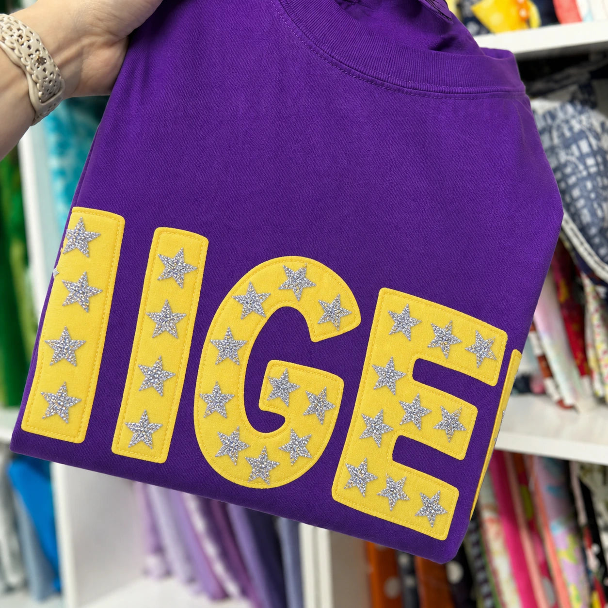 Custom Balloon Sleeve Pullover with Glitter Stars Personalized Team Name