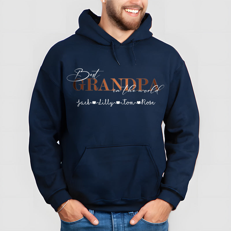 Best Grandpa in the World – Personalized Papa Sweatshirt with Kids’ Names | for Dad and Grandpa Gift