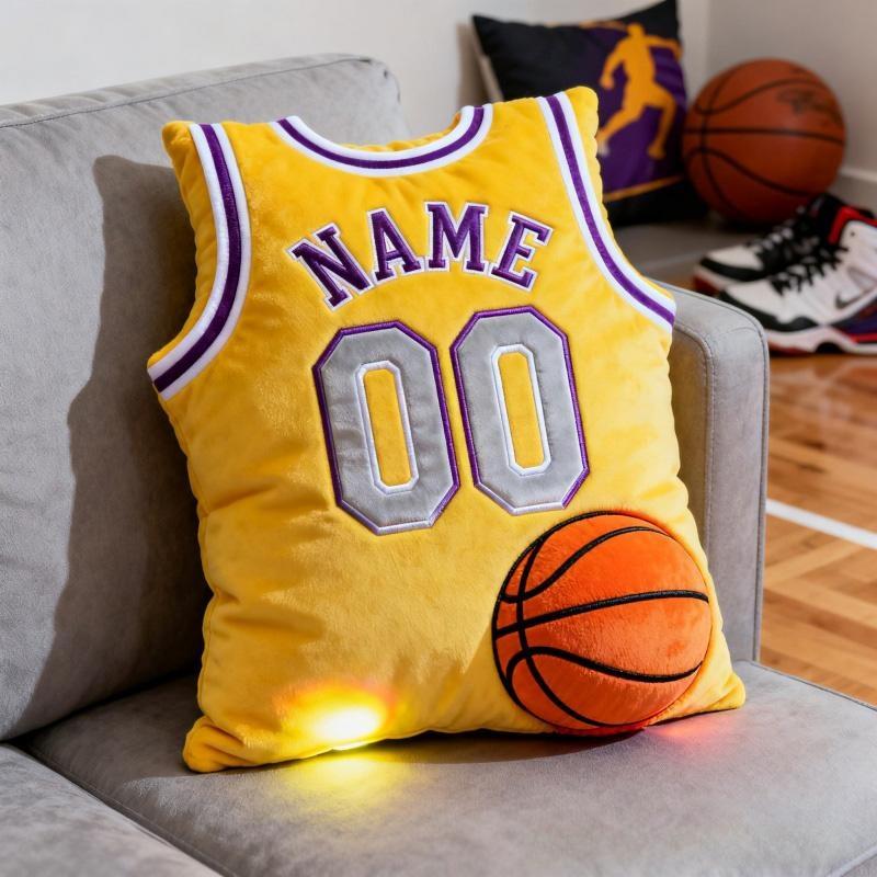 Personalized Graphic 3DPrint Basketball Jersey Pillow with Custom Name and Number for Fans